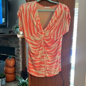 Women's Coral and Cream Blouse